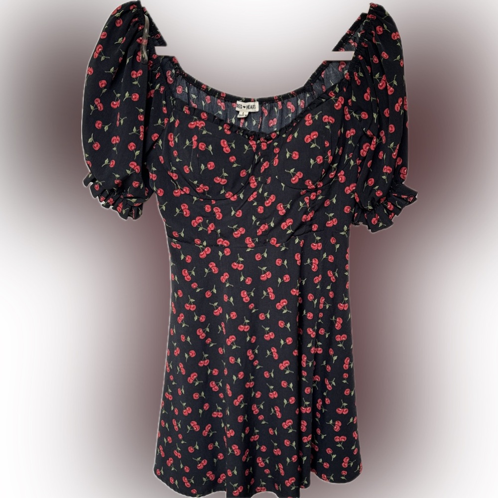 Black Cherry Print Women's Top